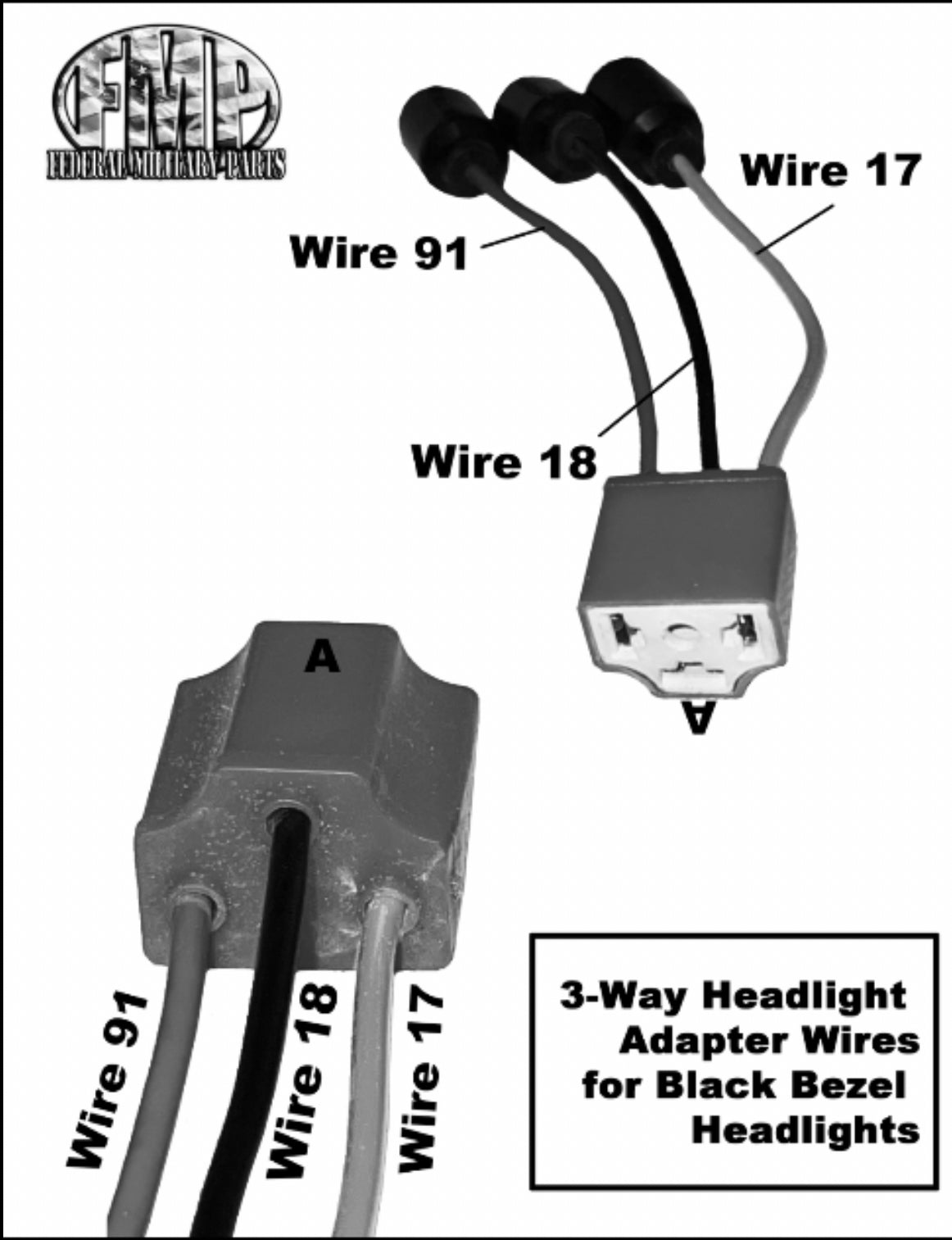 ONE L.E.D. Military Headlight with Black Bezel - Headlight Plug & Play (NOT a pair)