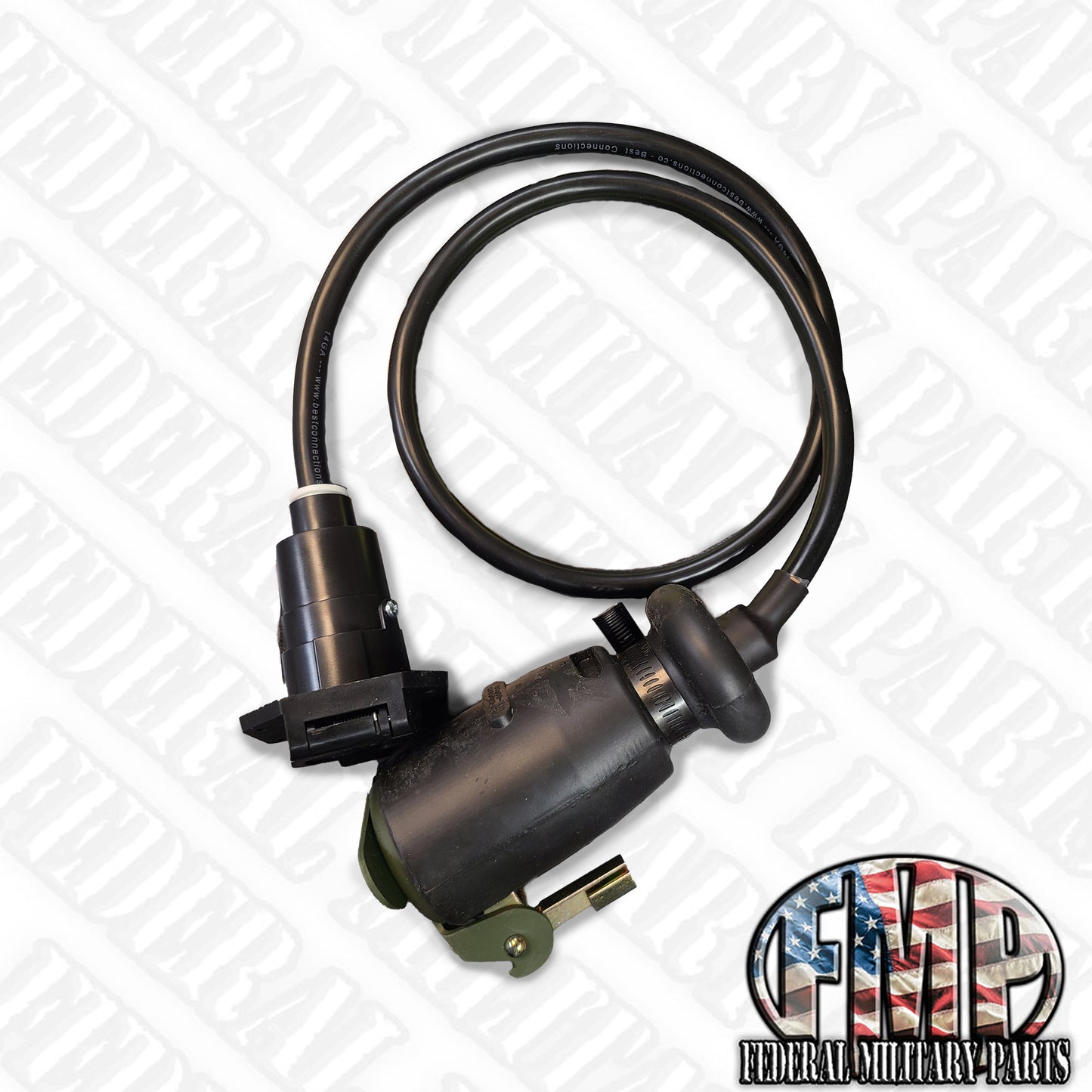 Universal Military Wheeled Vehicle Power Cable (A) 12 Pin to 7 Blade Civilian Trailer Adapter Connector, 53" Total