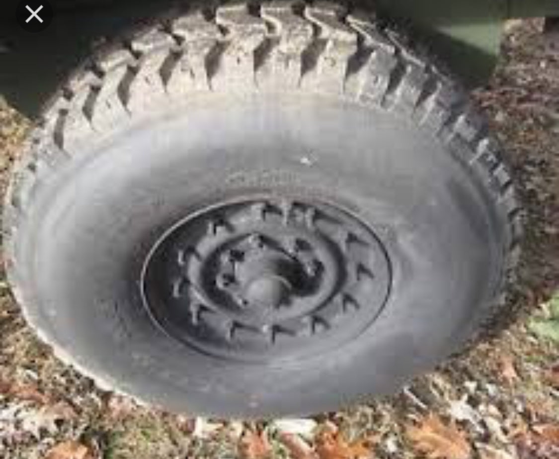 Mounted Spare Tire (1 TIRE) - 90% - 100% Tread - Goodyear and BFG radial 37" fits Humvee M998 HMMWV