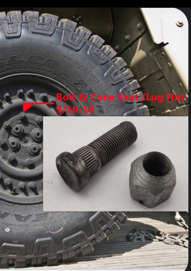 OEM Tapered Lug Nuts (aka Gear Hub Nuts) -Use with Wheel Stud-  for Mounting Military Tires including Humvee Tires Wheels Rims M1101 M1102