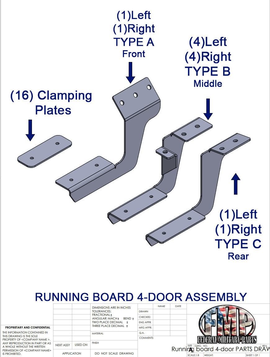 Militär Humvee Combat Foot Rails Aluminium