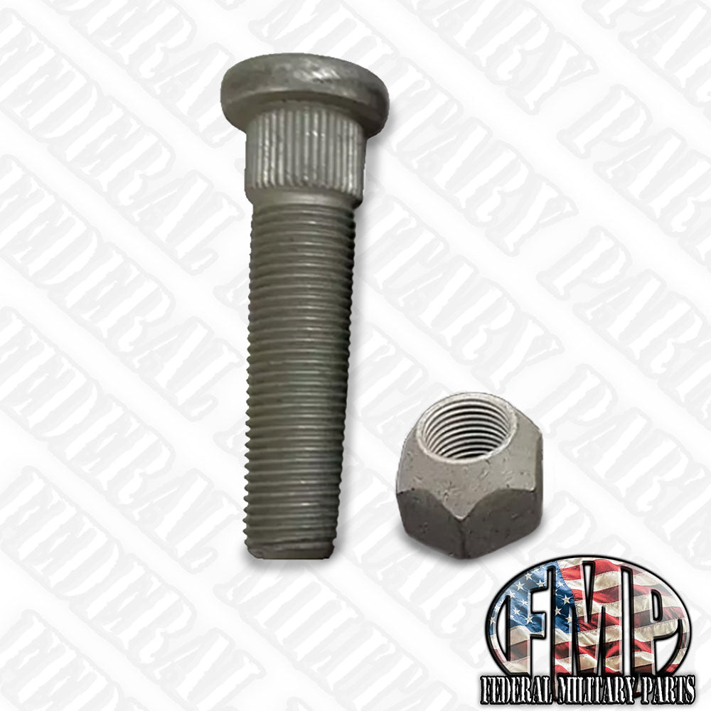 "Gear Hub" Mounting Wheel Stud Bolts + Tapered Lug Nuts for Military Tires including Humvee Tires Wheels Rims M1101 M1102