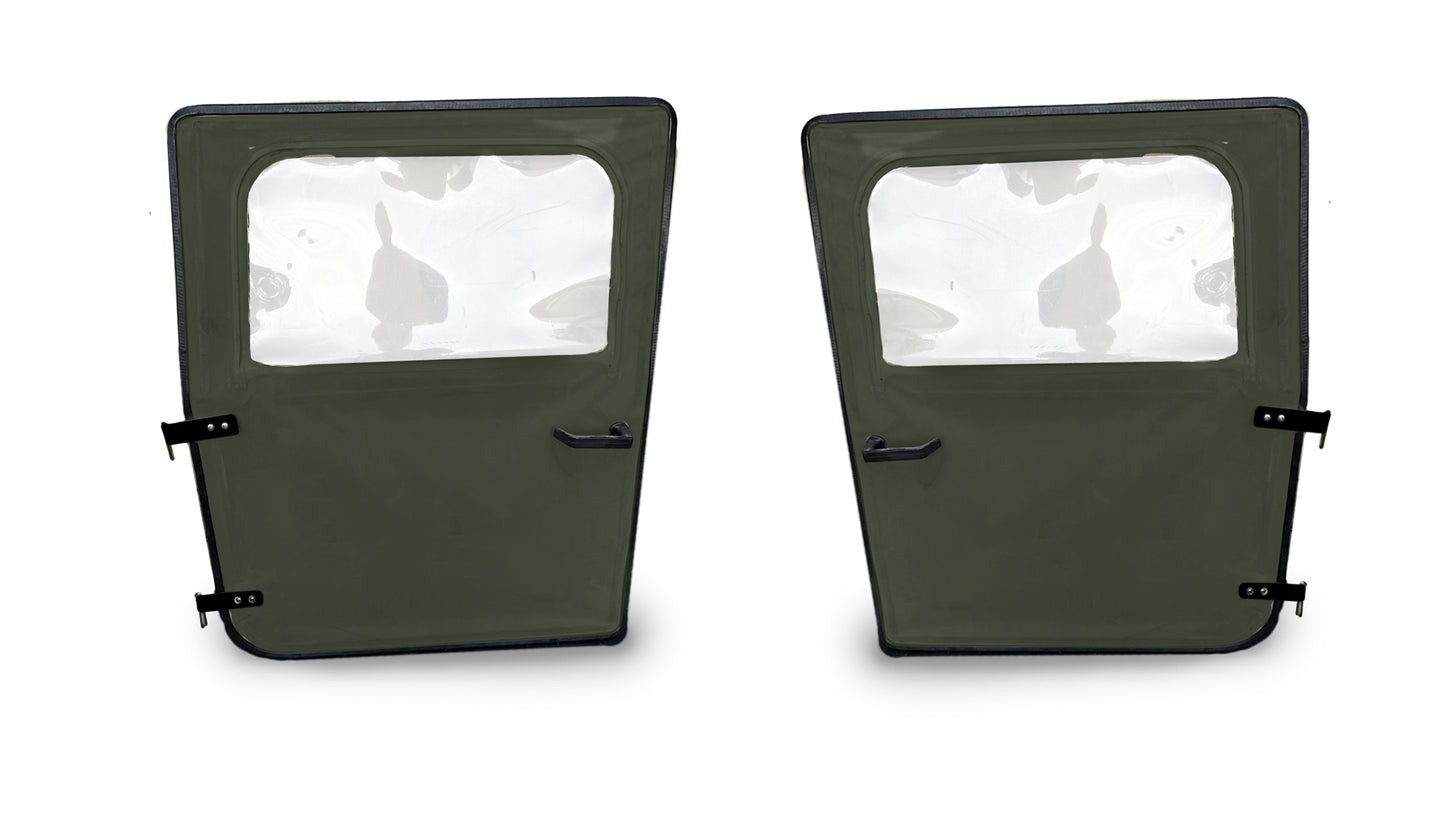 NEW Pair of Soft Canvas Doors, Front or Rear Pair, Green, Fits Military Humvee HMMWV