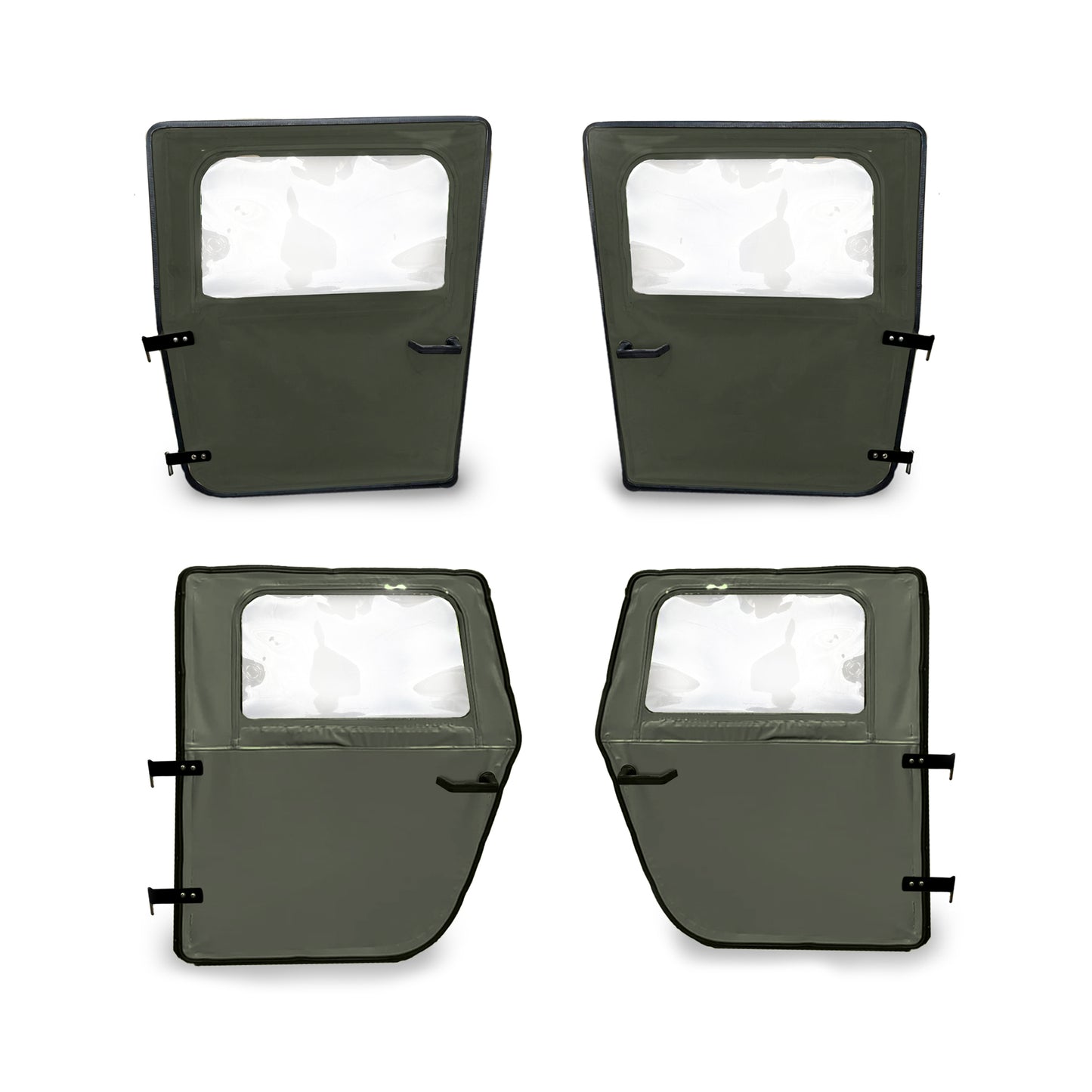 NEW Soft Canvas Doors, Set of 4, Green, Fits Military Humvee HMMWV