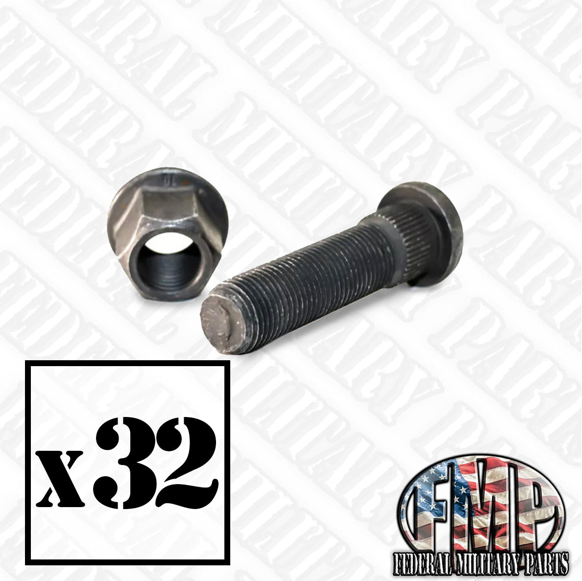 Wheel Assembly Bolt + Flanged Nut 1/2-20x2 1/8  5306-01-417-2467 Wheel Rim Bolt fits Military Humvee M998