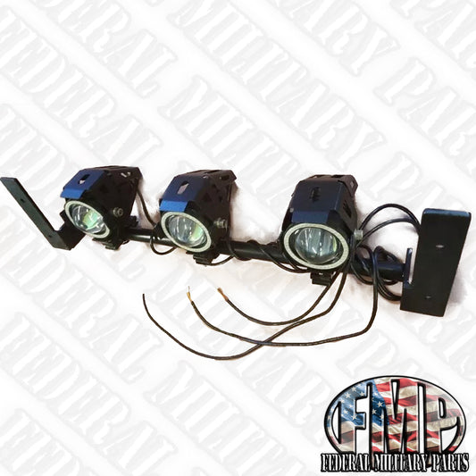 Light Bar 24v Blazer  100 Watts - White U5 Lights - No Drill Install -Military White Triple Light Bar, fits Humvee