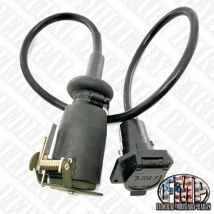 Universal Military Wheeled Vehicle Power Cable (A) 12 Pin to 7 Blade Civilian Trailer Adapter Connector, 53" Total